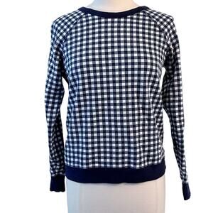 DRAPER JAMES Natalie Gingham Sweatshirt Navy Small